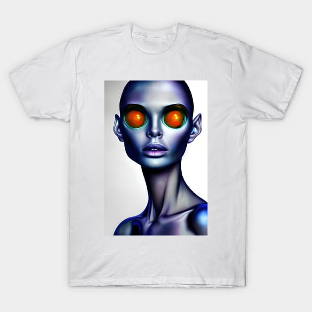 Strange Alien Woman Portrait Face AI Art T-Shirt by Christine aka stine1